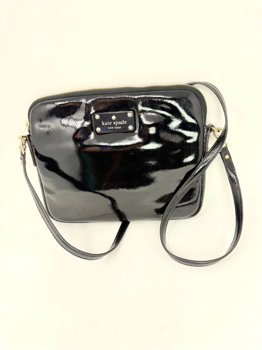 Kate Spade Bryce Black Patent Leather Flicker iPad Pouch Crossbody Bag Clutch